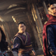 (l-r) Xochitl Gomez, Benedict Wong, and Benedict Cumberbatch in Sam Raimi’s Doctor Strange In The Multiverse Of Madness